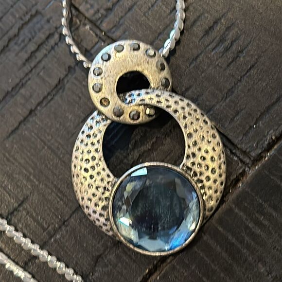 VINTAGE DESIGNER SIGNED KIAM FAMILY BLUE GEMSTONE PENDANT NECKLACE - Picture 4 of 9